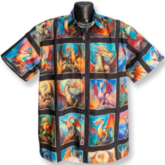 Mythic Dragon Hawaiian Shirt- Made in USA- Cotton
